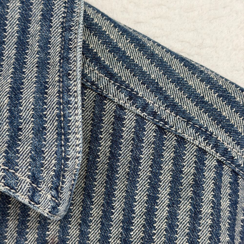 LEVIS Shirt Men M Railroad Hickory Striped Button Up White Tab Cotton HK VTG - Picture 8 of 11